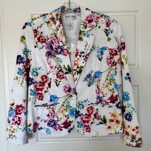 Draper's and Damon's Women's Floral Brocade Jacket Petites Size PS Cotton NWOT‎